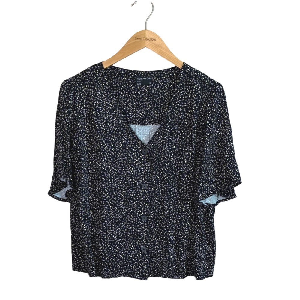 FRANK‎ AND OAK Large Viscose Modal Blend Button Up Boxy Blouse Contemporary